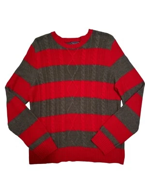 CHAPS Womens XL Cable Knit Pullover Sweater Red & Gray Fall Winter Long Sleeves - Image 1 of 4