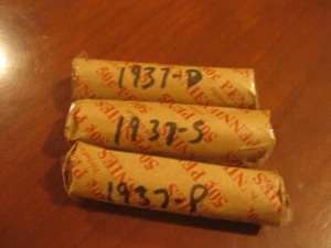 3 rollos (150 monedas) 1937-P,37-D,37-S centavos Lincoln promedio cir's - Imagen 1 de 1