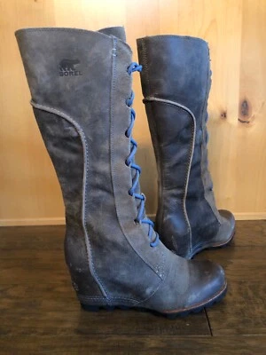 Botas impermeables para mujer SOREL CATE THE GREAT WEDGE 8 altas GRISES EXCELENTES RARAS Foto 1 de 4