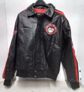 Looney Tunes Mens Biker Jacket XL Black Classic Collection Leather Taz Devil - Picture 1 of 11