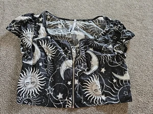 Dangerfield Black Friday Womens Black & White Cropped Shirt Size 12 - Picture 1 of 9