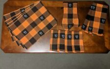Set of Avon Home Halloween Placemats, Napkins Towels Oven Mitt Black Cat Orange