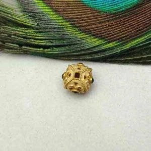 18k Yellow Gold Antique Emerald Unique Design Spacer Jewelry Bead Findings - Picture 1 of 8