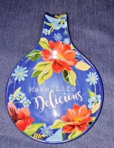The Pioneer Woman Spring Bouquet Spoon Rest Blue Floral Make Life Delicious - Picture 1 of 4
