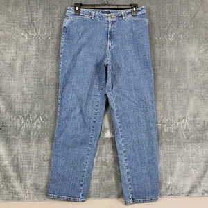 Crazy Horse Stretch Straight Leg Denim Jeans Women's Size 14R Blue High Rise - Picture 1 of 11