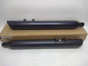 NOS Genuine Harley 2009-2016 Touring Slash Down Black Mufflers 80742-09A - Picture 1 of 5