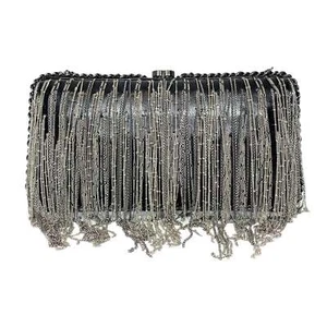 Chanel Black Silver Fringe Clutch - Picture 1 of 12