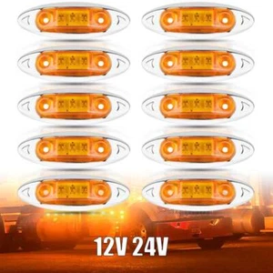 10PCS Amber LED Side Marker Clearance Light Trailer Truck RV LORRY LAMP Chrome - Picture 1 of 12