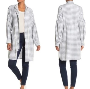 Anthropologie English Factory Checkered Gray and White Balloon Sleeve Jacket NWT - Picture 1 of 7