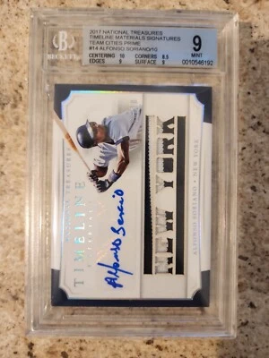 #7/10 Alfonso Soriano 2017 National Treasures New York Yankees SSP BGS 9 automático 10 Foto 1 de 4