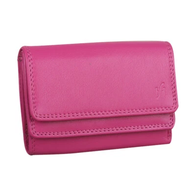 Ladies Women RFID SAFE Fuchsia Real Leather Clutch Wallet Purse ID Coin Pocket - Image 1 of 4