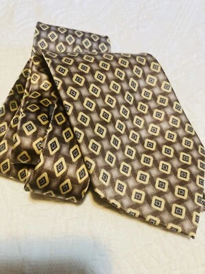 Corbata clásica de colección Carlo Palazzi para hombre 4,0 oro diamante marrón seda estampado Foto 1 de 4