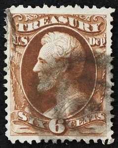 U.S. Used Stamp Scott #O75 6c Treasury Official. XF. Bullseye Cancel. A Gem! - Picture 1 of 2