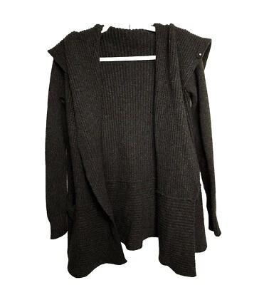 Suéter cárdigan tejido acanalado blanco+Warren talla XS para mujer negro frente abierto lana Foto 1 de 4