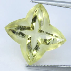 10.56Cts Nice Looking Natural Lemon Quartz Flower Carving Loose Gemstone - Picture 1 of 4