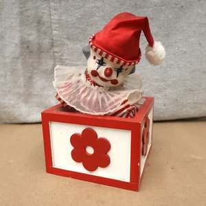 Vintage Davar Jack in the Box tanzender musikalischer Clown Aufziehspielzeug Keramik Holz - Bild 1 von 7