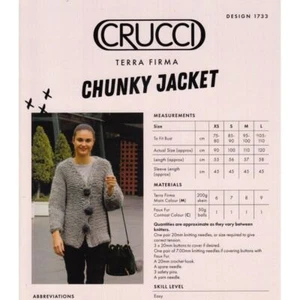 Terra Firma Chunky Jacket Crucci Knitting Pattern 1733 for Super Chunky Yarns - Foto 1 di 2