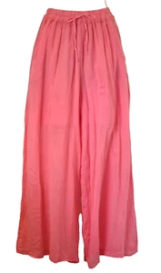 Hecho en Italia Lagenlook Pantalones de Algodón Elastizados Cintura Bolsillos Talla Única UK 10-14 - Imagen 1 de 12