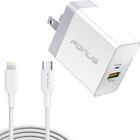 For Iphones Ipods Ipads 36w Pd Home Charger Fast Type-c 6ft Long Cable Usb-c