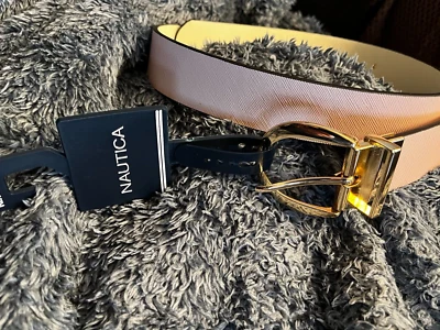 Nautica - Cinturón rosa para dama, reversible a blanco, 1,5” de ancho - talla pequeña - nuevo con etiquetas Foto 1 de 4