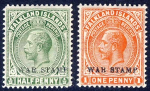 FALKLAND ISLANDS KG V 1918-20 WAR STAMP Overprint Group SG 70 & SG 71 MINT - Picture 1 of 2