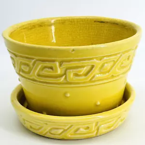 VINTAGE MITTE DES JAHRHUNDERTS MCCOY KERAMIK GELB GRIECHISCH GRIECHISCH DESIGN BLUMENTOPFPFLANZER-50ER JAHRE - Bild 1 von 10