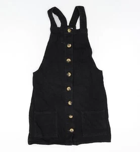 Denim & Co. Womens Black Cotton Blend Pinafore/Dungaree Dress Size 6 - Picture 1 of 10