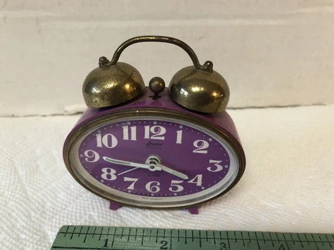 Vintage Small Linden "Blackforest" West Germany Alarm Clock Mod Purple Cover