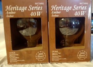 2 Heritage Series Amber Light Bulbs 40W - G25 Squirrel Cage Filament - #779805