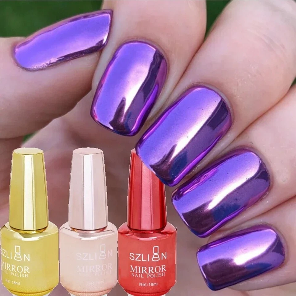 12 Farben Metallic-Nagellack Superglänzender Chrom-Nagelkunst-Lack Mit , - Bild 1 von 4