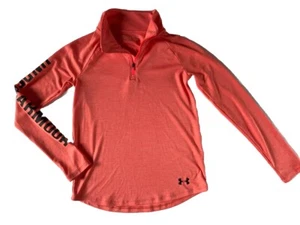 Under Armour Heat Gear Youth Pink 1/4 Zip Fitted Athletic Pullover Shirt Size L - Picture 1 of 9