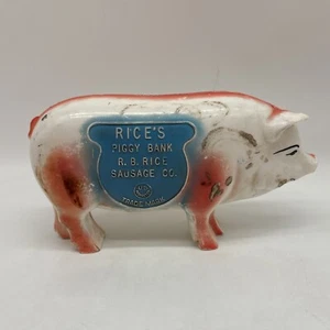 Vintage R. B. Rice Sausage Co. Plastic Piggy Bank! Heavy Wear! - Picture 1 of 17