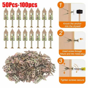 50-100 PCS Wall Anchor Self Drilling Drywall Anchors Expansion Kit with Screws - Picture 1 of 11