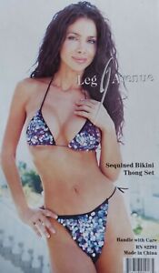Sexy Sequined Bikini Thong Set (BLUE) LA-8249