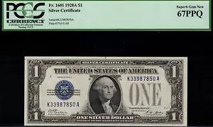 1928A $1 Silver Certificate FR-1601 K-A Block - Graded PCGS 67PPQ - Picture 1 of 2