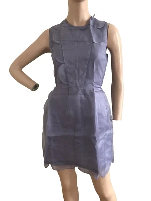 TOPSHOP РЕТРО 60-Х 50-Х СИРЕНЕВЫЙ ГРЕБЕШОК ШЕЛК ПЛАТЬЕ UK 12 EU 40 США 8 МАЛЕНЬКИЙ С ЯРЛЫКАМИ - Изображение 1 из 4