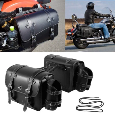 Motorcycle Black Side Saddle Bags For Kawasaki Vulcan 750 800 900 1500 1600 2000 - Image 1 of 4