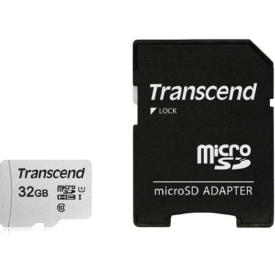 Transcend Micro SD 32GB Class 10 Memory + Adapter for Phones Drones Dashcam  - Image 1 of 3