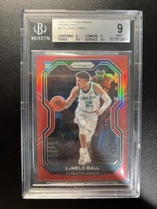 2020-21 Panini Prizm #278 Lamelo Ball True Red Rookie RC /299 BGS 9 Hornets PMJS