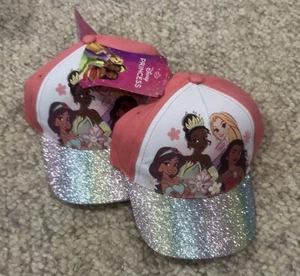 Lot Of 2 Disney Princess Girls Ball Cap Silver Sparkle Rim Brand New ! - Picture 1 of 4
