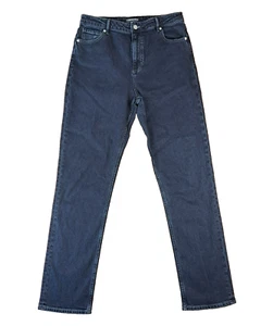 Country Road Jeans Womens Size 12 Black Australian Cotton Blend Straight Hi Rise - Picture 1 of 24