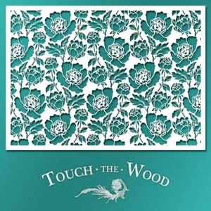 Shabby Chic STENCIL: Peony Flower Ornamental Pattern (DIY Furniture Print) #082 - Picture 1 of 11