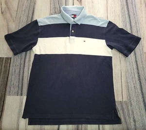 Vintage Tommy Hilfiger Polo Shirt Mens XL Navy & White Color Block 90's y2k Prep - Picture 1 of 5