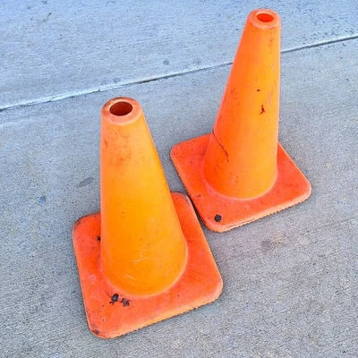 (2)  Traffic Cones 18" Visibility  Orange Flexible/ Heavy Rubber  18” tall - Image 1 of 4