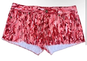 Michael Kors PLUS Size Cut Off Frayed Hem Shorts Size 0 Pink Red Watercolor - Picture 1 of 3