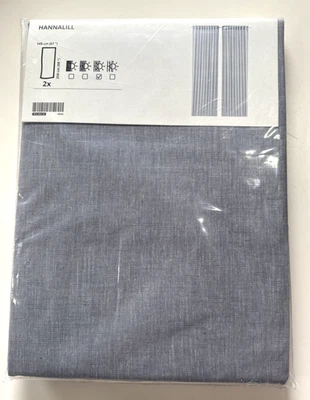 IKEA HANNALILL Curtains 1 Pair (2 Panels) 57x98" Cotton Blue Gray - 604.984.50 - Image 1 of 4