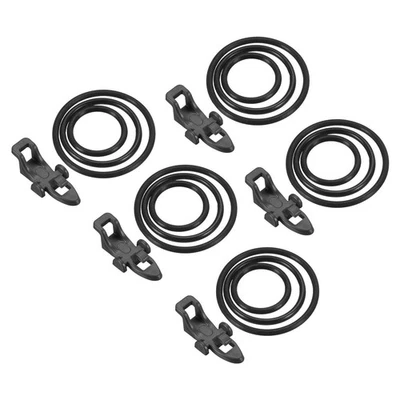 5 Pcs Plastic Fishing Hook Keeper Lure Holder with 3 Size Rubber Rings Black - Image 1 of 4