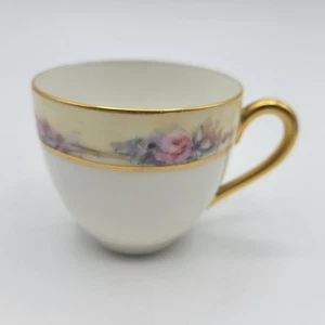 Vtg Limoges T&V Demitasse Tea Cup Flowers 24K Gold Made In France  - Picture 1 of 9