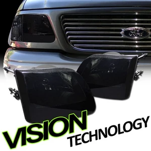 For 97-02 03 F150/F250/Expedition Euro Smoke Tint Headlights Headlamps Lamps K2 - Picture 1 of 2
