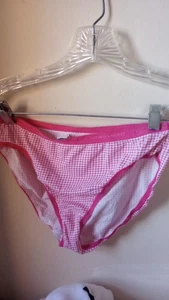 NEU OHNE ETIKETT VICTORIA'S SECRET M PINK GINGHAM PICOT VINTAGE SELTEN HOHES BEIN SLIP HÖSCHEN - Bild 1 von 3